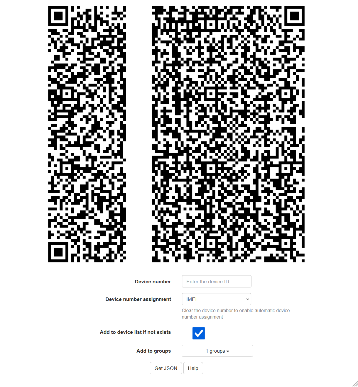Code QR affiché dans la console MDM
