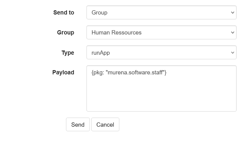 New Push Message form