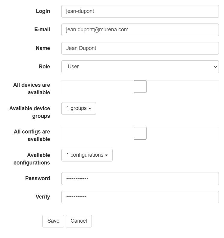 Add user completed form